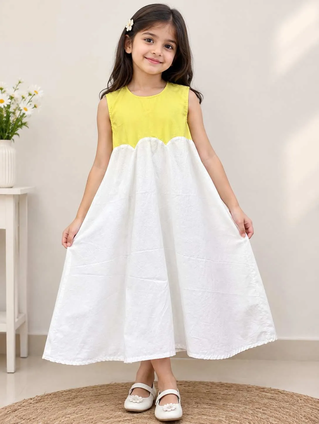 Scallop Yoke Dress for Girls | Cute & Stylish Kids Wear