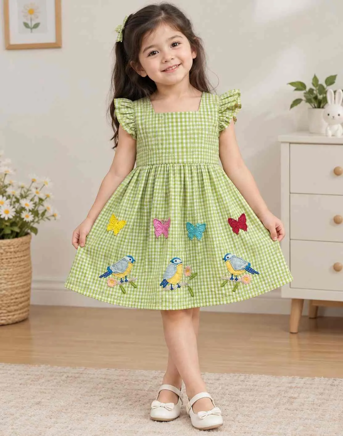 Gingham Patch Dress for Girls | Stylish Kids Wear Online