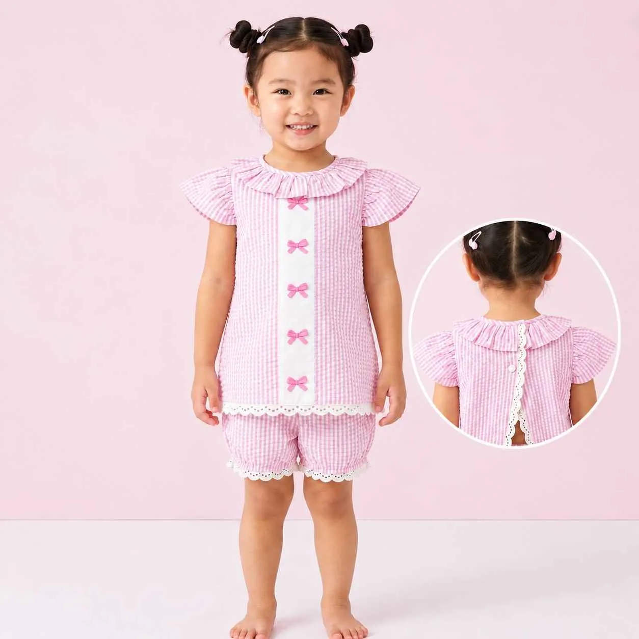 Girls Seer Sucker Stripe Top and Bottom Set