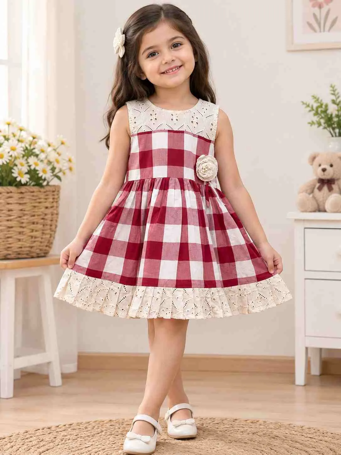 Sleeveless Gingham Dress for Kids | Stylish Girls Summer Dress