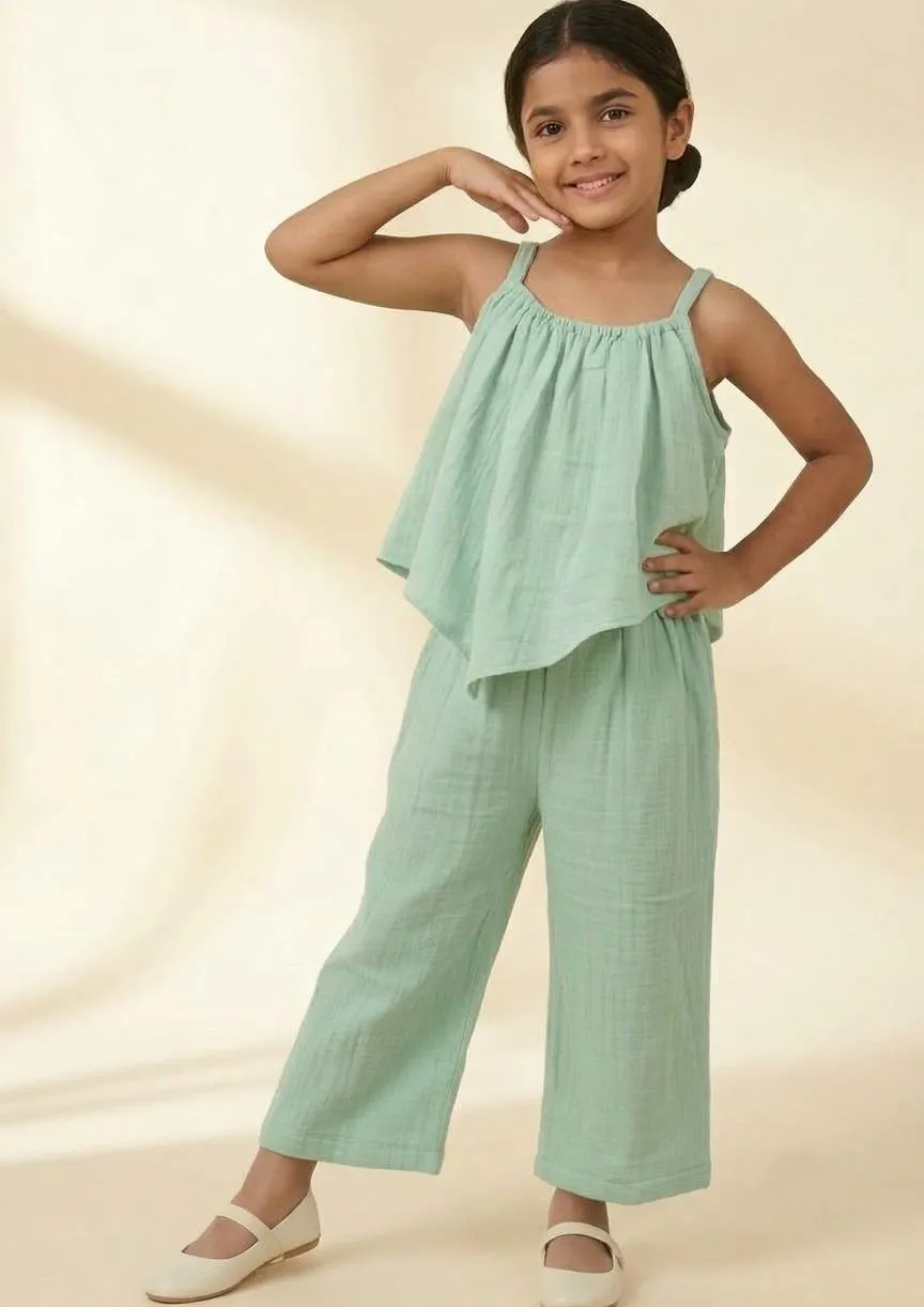 V-Shaped Gathered Top With Straight Fit Trouser Co-ord Set